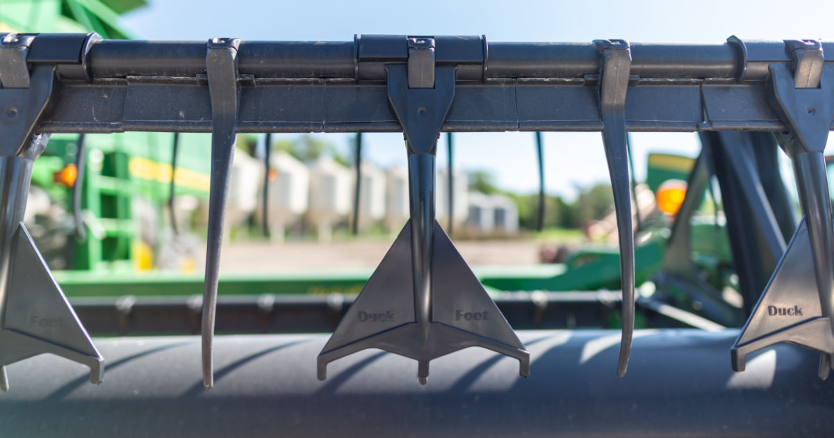 Duck Foot paddle tines installed on combine