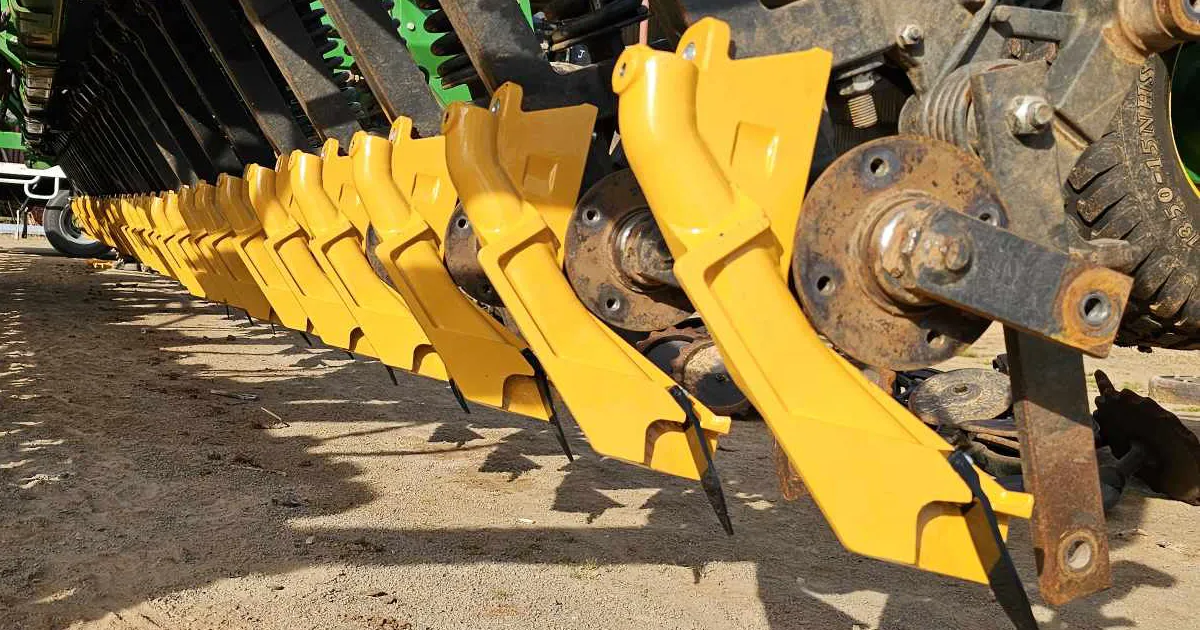 Aricks Seed Boots installed on John Deere air seeder