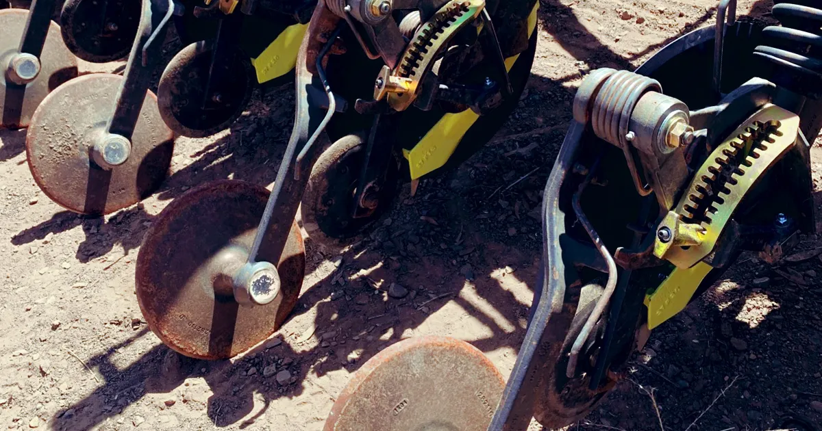 Aricks Seed Boots on John Deere air seeder