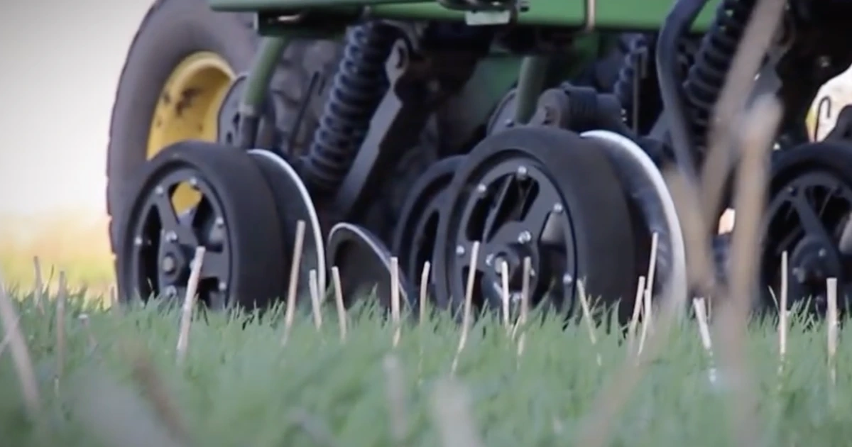 MudSmith gauge wheels on planter in field