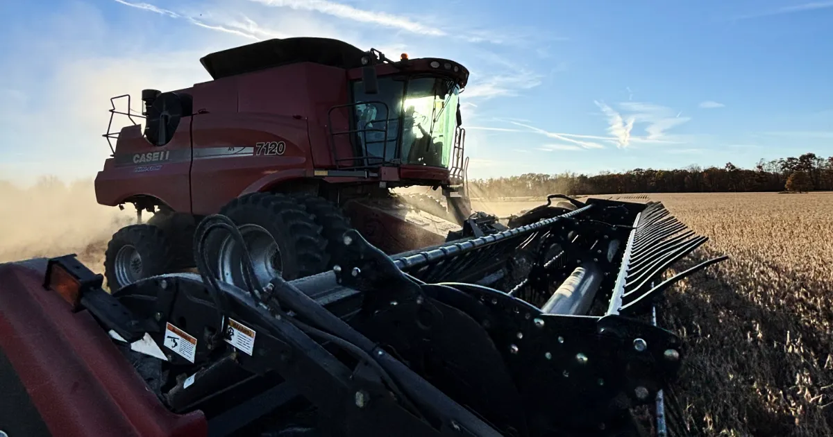CaseIH combine in field