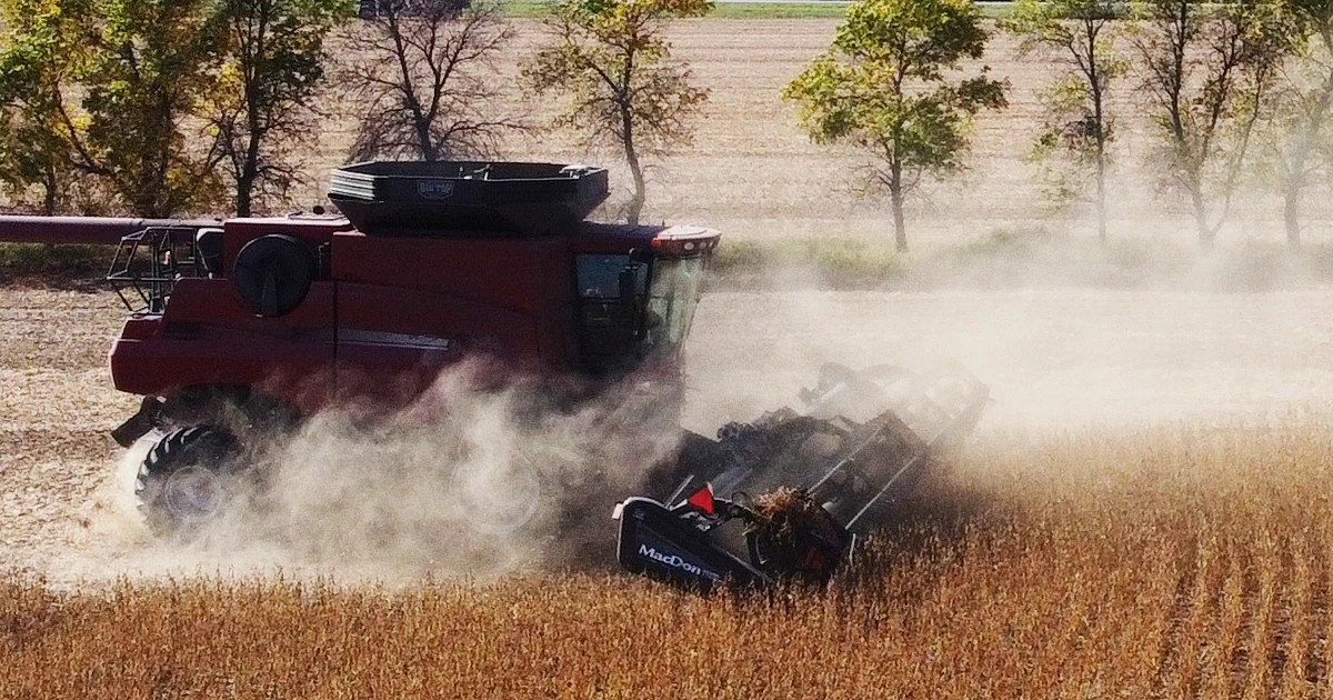 CaseIH combine harvesting field